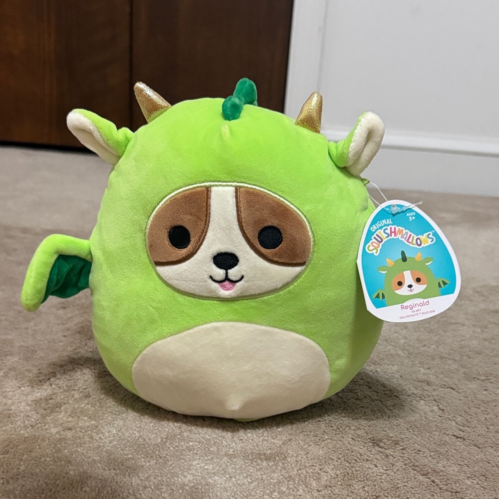 Squishmallows Lime Green Dragon Plush with Gold Horns